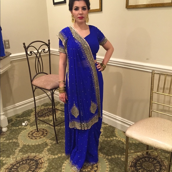 Dresses & Skirts - Blue Beaded Saree